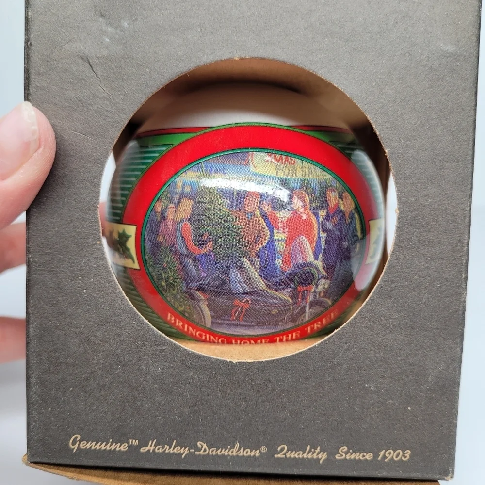 Vintage Harley Davidson 2001 Bringing Home The Tree Collectible Ornament USA